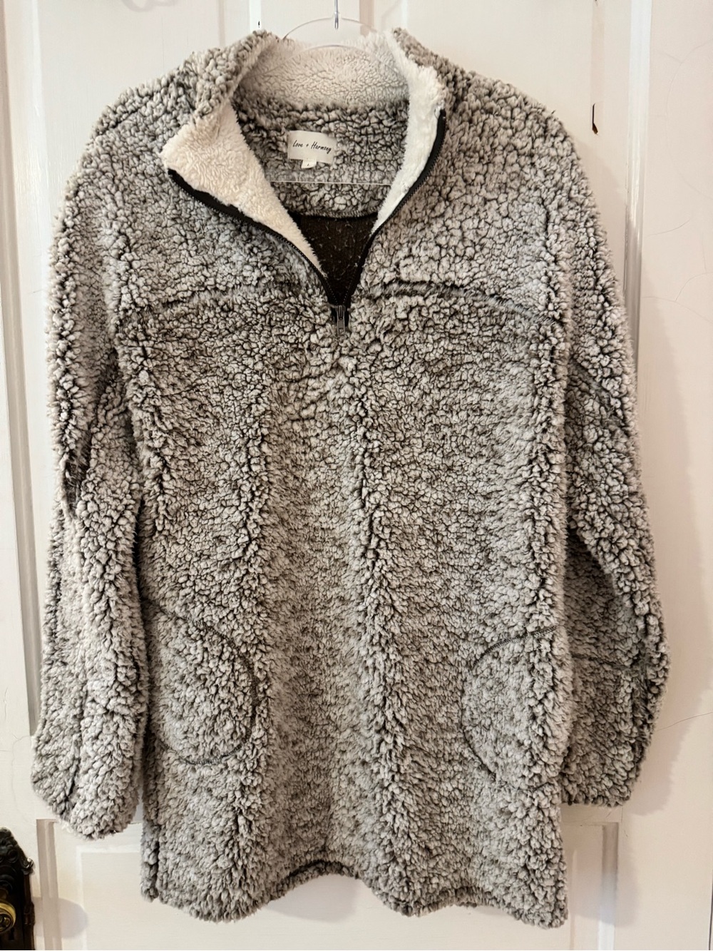 Cozy Half-Zip Teddy Jacket - Gray